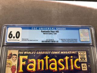 Marvel Comics Fantastic Four 45 CGC 6.  0 1st Appearance of the Inhumans 2