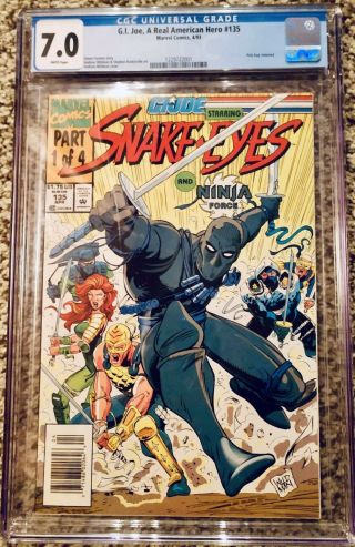 G.  I.  Joe A Real American Hero Starring Snake Eyes 135 Cgc 7.  0 Newsstand Upc
