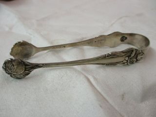 Antique 1905 American Silver Plated Sugar Tongs Water Lily Nenuphar