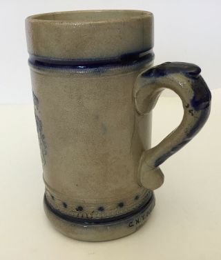 Vintage 26 Bezirks Turnfest - West NY - Syracuse NY 1896 Stoneware Cobalt Blue Stein 4