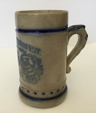 Vintage 26 Bezirks Turnfest - West NY - Syracuse NY 1896 Stoneware Cobalt Blue Stein 5