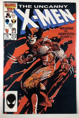 The Uncanny X - Men 212 Wolverine Vs Sabertooth Dec 1986,  Marvel Nm 9.  4 Key Book
