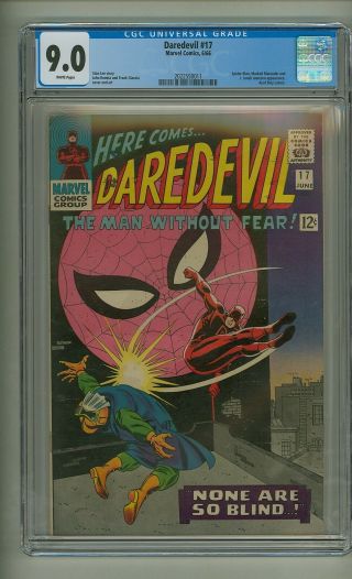 Daredevil 17 (cgc 9.  0) White Pages; Spider - Man App 1966 Marvel Comics (c 24041