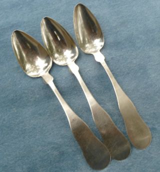 3 Early American Coin Silver Spoons Rs Davis