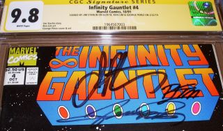 Infinity Gauntlet 4 Cgc Ss 9.  8 Signed Starlin Perez Lim 1991 Avengers Endgame