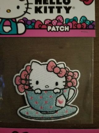 Set of 4 Hello Kitty Tennis - Umbrella - Tea Cup & Glasses Wink Patches Sanrio 3