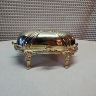 Vintage 1900s.  Bristol Silverplate Co.  Roll Top Butter Dish