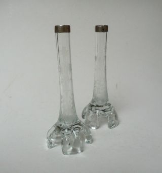 1920s Art Nouveau Hallmarked Silver Topped Engraved Glass Vases Chester