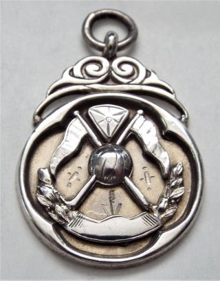 Antique Vintage 1926 Hallmarked Sterling Silver Football Fob Medal