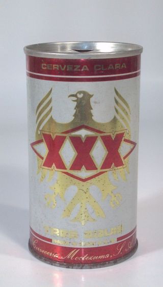Vintage Tres Equis Light Beer 12oz Can Straight Steel Mexico Cerveza Clara Red