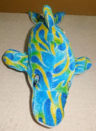 Plush Dolphin - Very Colorful (yellow,  White,  Green,  Blue) - Small - 13 " Long