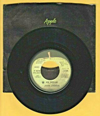 John Lennon 9 Dream 45 Rpm Record Promo Mono / Stereo Beatles Apple Rare