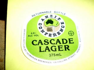 Australian Beer Bottle Label - Cascade A.  N.  Z.  I.  F.  Conference