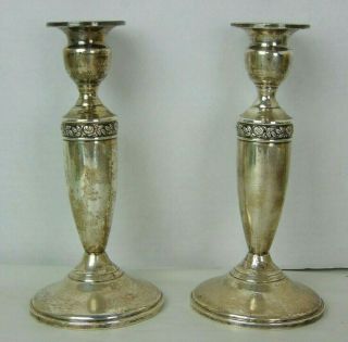 Mueck - Carey Sterling Royal Rose Candlesticks - Pair - 363 - Reinforced Weighted - Scrap