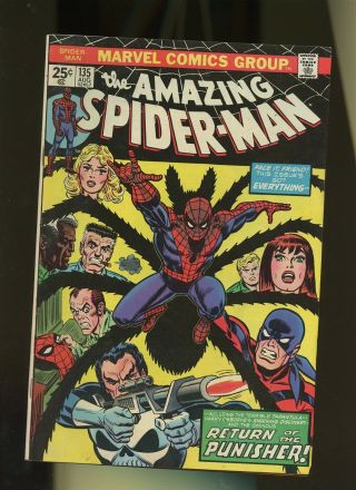 Spider - Man 135 Fn 5.  5 1 Book Marvel Tarantula Origin 1974 Parker