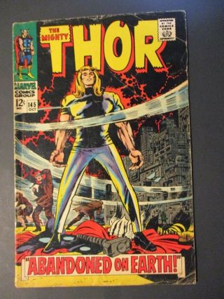 Marvel Comics Thor 145 / Abandoned On Earth 1967 Vintage Old Comic Book