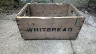 Vintage Whitbread Wooden Beer Bottle Crate Antique Shabby Chic Upcycle Man Cave