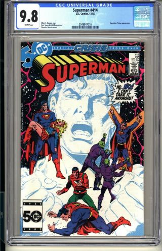 Superman 414 Cgc 9.  8 Wp Nm/mt Dc Comics 12/85 Superboy Prime Appearance Vol 1