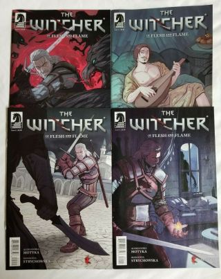 Witcher Of Flesh And Flame 1 - 4 Dark Horse Comic Run Set 1 2 3 4 Total Comics