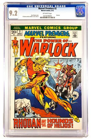 1972 Marvel Comics Marvel Premiere 2 Cgc 9.  2 Ow Warlock Gil Kane Roy Thomas Key