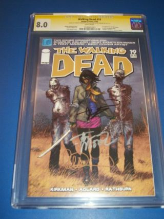 Walking Dead 19 1st Michonne Key Ss Cgc 8.  0 3x Signature Kirkman Adlard Moore