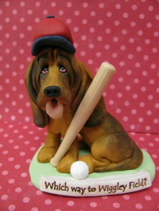 Handsculpted Bloodhound " Which Way To Wiggley Field? " Figurine