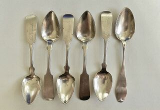 6 Coin Silver Spoons J.  C.  Chaffee & I.  Andrews 89g