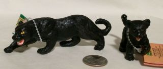 Safari Ltd Adult Black Panther & Baby Cub 1996 Retired Animal Figures W/tags