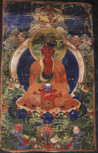 18th Century Mongolian Tibetan Buddhist Thangka Patina and Colors 2
