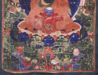 18th Century Mongolian Tibetan Buddhist Thangka Patina and Colors 5