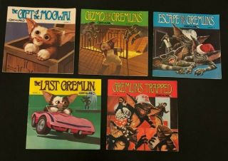 Vintage Gremlins Read Along Vinyl Records Lp - Complete Set Of 5 Size 7 " 33 Rpm