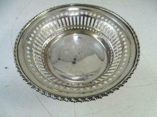 Antique Sterling Silver Filigree Nut Bowl Dish 4.  75 " Wide 69.  6 Grams Vtg Towle
