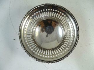 Antique Sterling Silver Filigree Nut Bowl Dish 4.  75 
