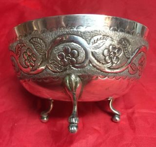 Vintage Cyprus Solid 830 Silver Footed Dish Candy Nut Flower Bowl