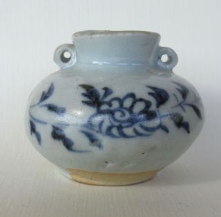 Yuan Or Ming Dynasty Blue Decorated Jarlette Chinese Miniature Glazed Pottery