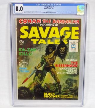 Marvel Comics Savage Tales 1 Cgc 8.  0 Conan Barbarian Off - White 1st Man - Thing