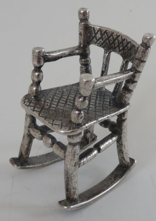 Vintage Miniature Hallmarked Silver Rocking Chair London Import Marks 16.  3g