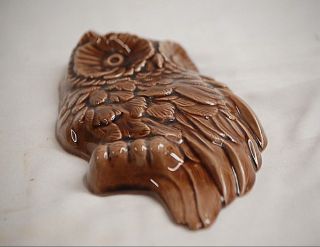 Old Vintage Brown Owl Wall Art Plaque Ceramic 7 - 3/4 