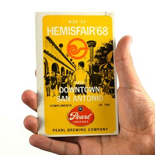 Rare 1968 Pearl Beer World Fair Pavilion Hemisfair Map San Antonio Collectible