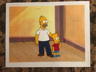 The Simpsons Animation Cel 8 " X 10 " - Homer And Bart Simpson