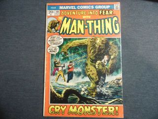 Adventures Into Fear 10 Comic Vg/fn 5.  0 1st Solo Man Thing App,  Key Issue