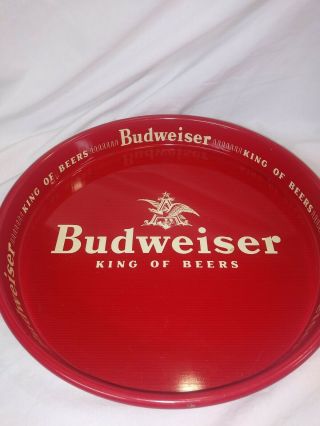 Vintage Budweiser King Of Beers Round Red Metal Beer Tray