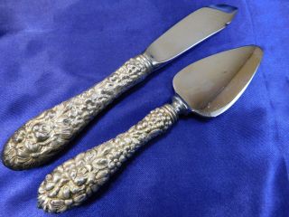Stieff Repousse Sterling Silver Cheese Server & Master Butter Knife - Good