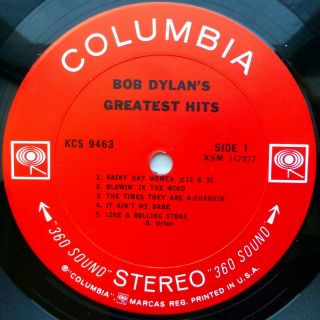 BOB DYLAN ' s Greatest Hits stereo 2 eye LP POSTER & sticker 2