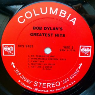 BOB DYLAN ' s Greatest Hits stereo 2 eye LP POSTER & sticker 3