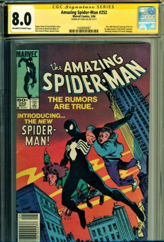 Spider - Man 252 Cgc 8.  0 Ss Signed By Stan Lee 1st Black Costume Af 15