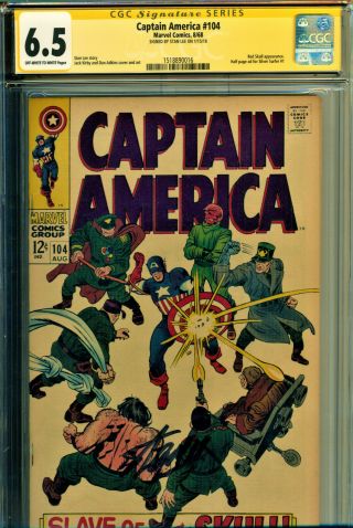 Captain America 104 Cgc 6.  5 Ss By Stan Lee Kirby Art Silver Surfer 1 Ad
