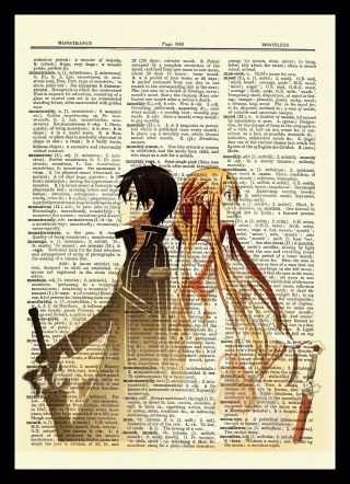 Sword Art Online Kirito Asuna Anime Dictionary Art Print Poster Picture Sao