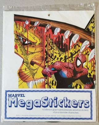 Marvel Mega Stickers Pack Of 4 1990 Marvel Spider - Man Mcfarlane Art