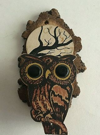 Vintage Mini Owl Wood Wall Hanging Plaque 5 " X 3 " X 1 " Rustic Country Cottage